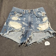 Rag Bone Juniors Shorts Size 24 Light Blue Distressed Denim Jeans Cotton