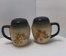 Faith*Family*Friends Country Rustic Earthenware Salt and Pepper Shaker Set-