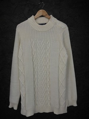 Woolovers Pullover Damen groß weiß ecru Aran Zopfmuster Fischer 100% Wolle