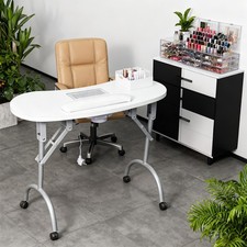 Foldable Manicure Nail Table with Dust Collector & Carry Bag Beauty Salon Desk