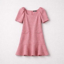 Karl Lagerfeld Womens Puff Tweed Front Pocket Knee Length Dress - Size 10 NWT