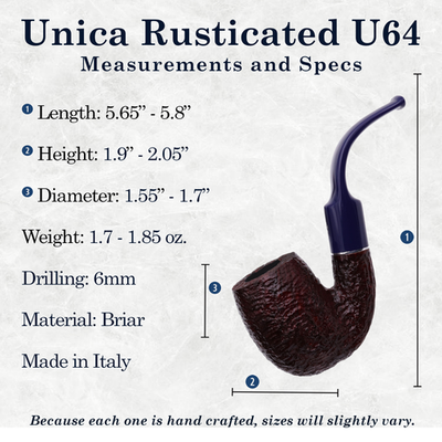 new diameter tobacco Savinelli Unica Rusticated Oom Paul Tobacco Pipe, Blue Stem, 6mm (U64) NEW