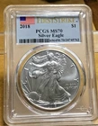 2018 FIRST STRIKE SILVER EAGLE MS70 PCGS FLAG LABEL
