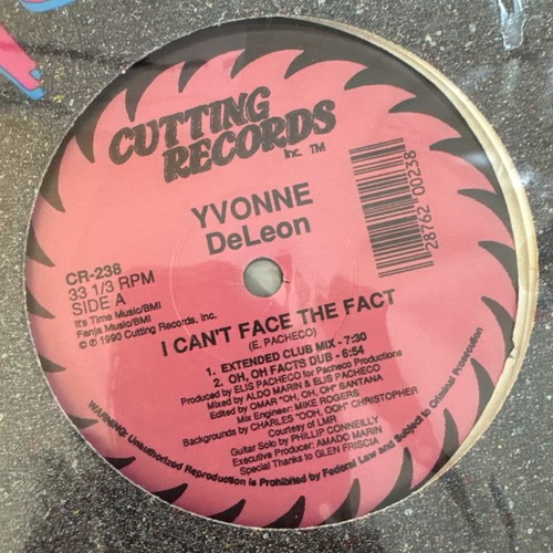 Yvonne DeLeon I Can't Face The Fact 12" Remixes Vinyl VG+/VG+ Tested - Imagen 2 de 8