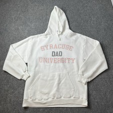 Vtg Syracuse University Orangemen Hoodie Sweatshirt White Mens M