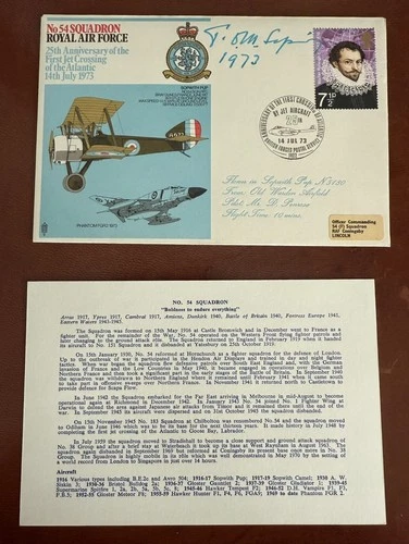 RAF WW1 Sopwith WW2 Hurricane Signed Tommy Sopwith First Day Cover July 1973