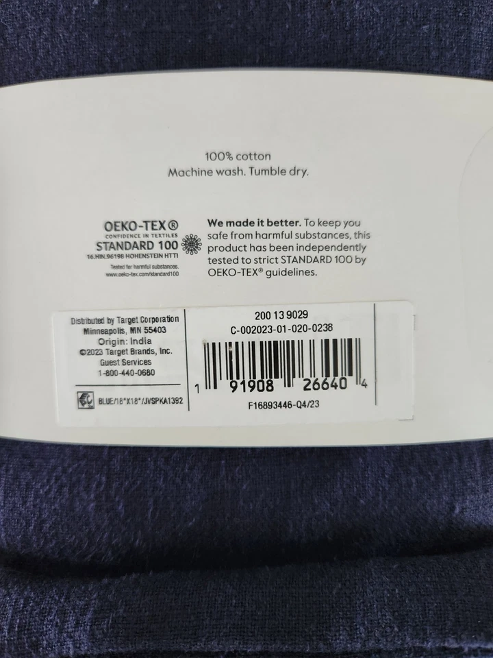 Set of 8 Threshold Cloth Napkins Navy Blue 18 x 18 100% Cotton Oeko Tex Target - Image 4 of 4
