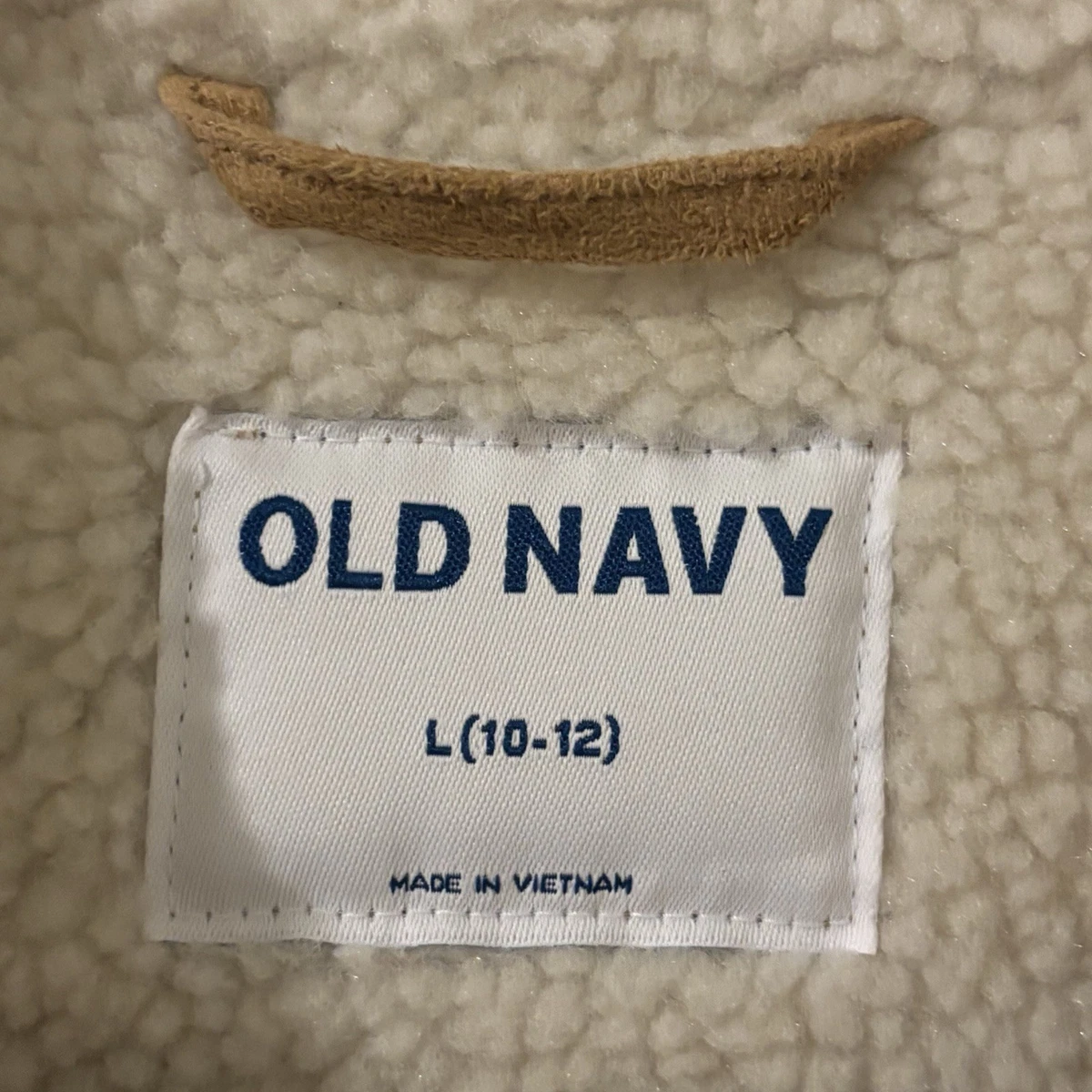 Old Navy Girls Faux Suede Sherpa Lined Tan Jacket w/ Pockets Size L 10-12