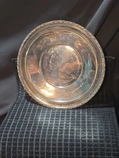 Antique Sterling Silver 9.5" Round Serving Dish Gadroon Edge M. Fred Hirsch Co