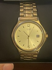Vintage Citizen Quartz Two Tone Gold Silver Dress Watch 5930-S4075 w/ Box