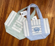 Trader Joe  s Mini Canvas Tote Bag NWT - Choose Color - New Pastel Striped Added 