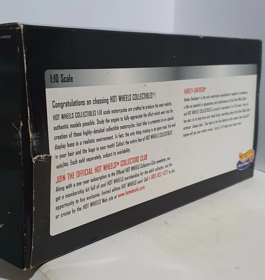 Hot Wheels Harley-Davidson Dyna Wide Glide. 1:10 Scale. Used, Been on Display - Image 3 of 4