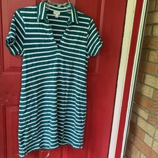 J. Crew Dress Womens Small Striped knit collared mini Vivid Jade 100% Cotton Euc