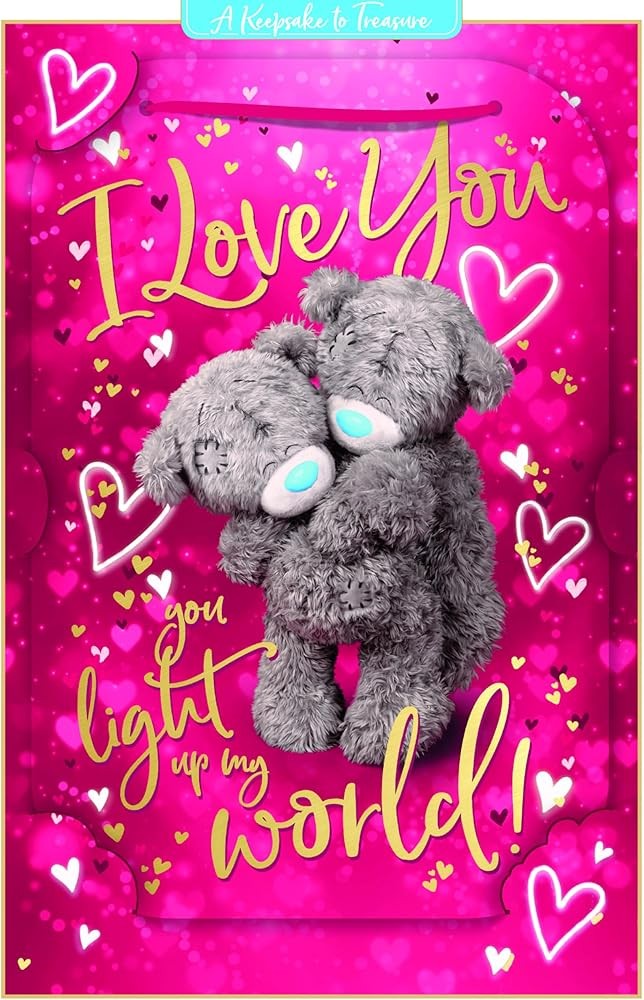 Me To You Tatty Teddy Valentine's Day Luxury 3D Keepsake Card 'You Light Up My World!' 6 x 9 - Official Collection - Image 2