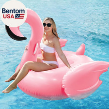 Giant Flamingo Pool Float, Inflatable Summer Beach Swimming Raft Lounge Ride-On