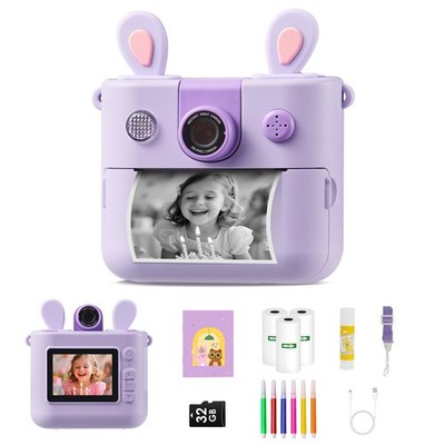 Instant Print for Boys and Girls 1080P HD Digital with 3 Rolls Print Paper&32...