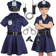 Gortykor Girls Police Officer Costume Cop Outfit for 5-6 Years, Blue