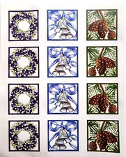 Creative Memories Christmas Stickers Pinecone Bell Wreath Squares Scrapbooking