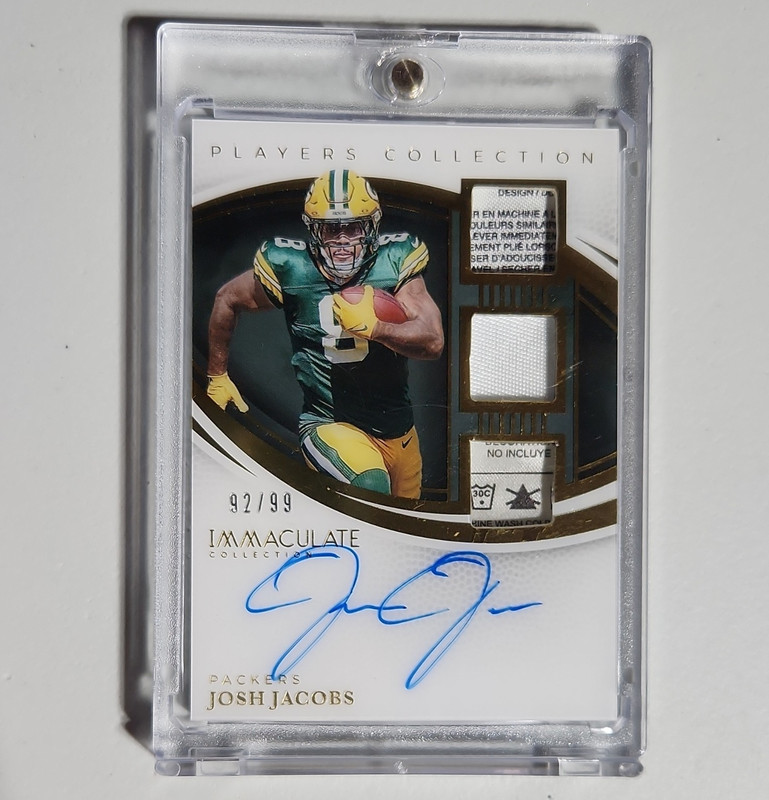 Panini 2025 Immaculate Players Collection Josh Jacobs Auto Patch /99 IPCA-JJS