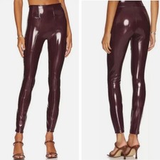 SPANX Vegan Patent Leather Leggings Pants in Ruby Size L NEW