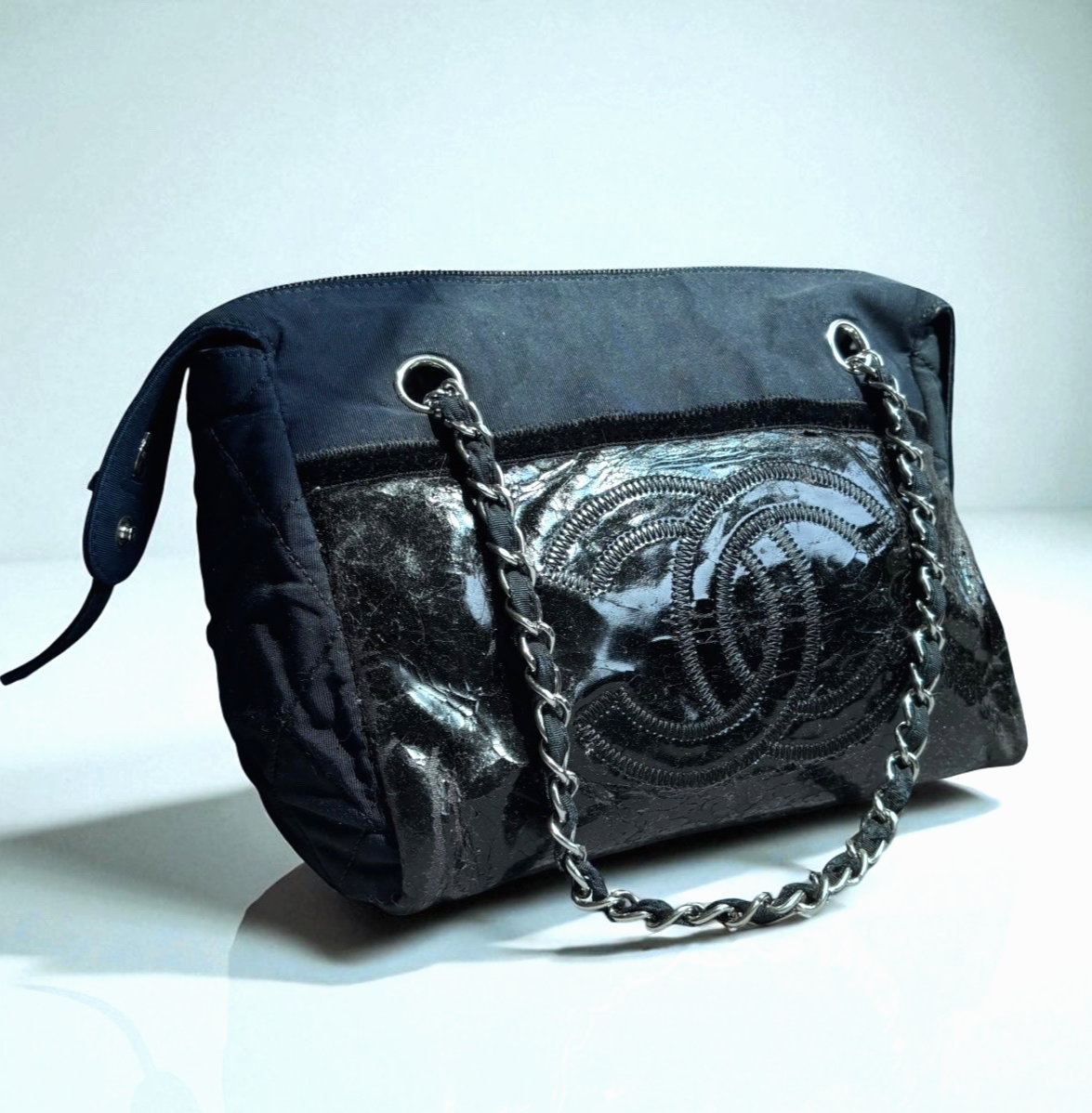 Chanel Shoulder Bag Patent Leather Black Authentic-image