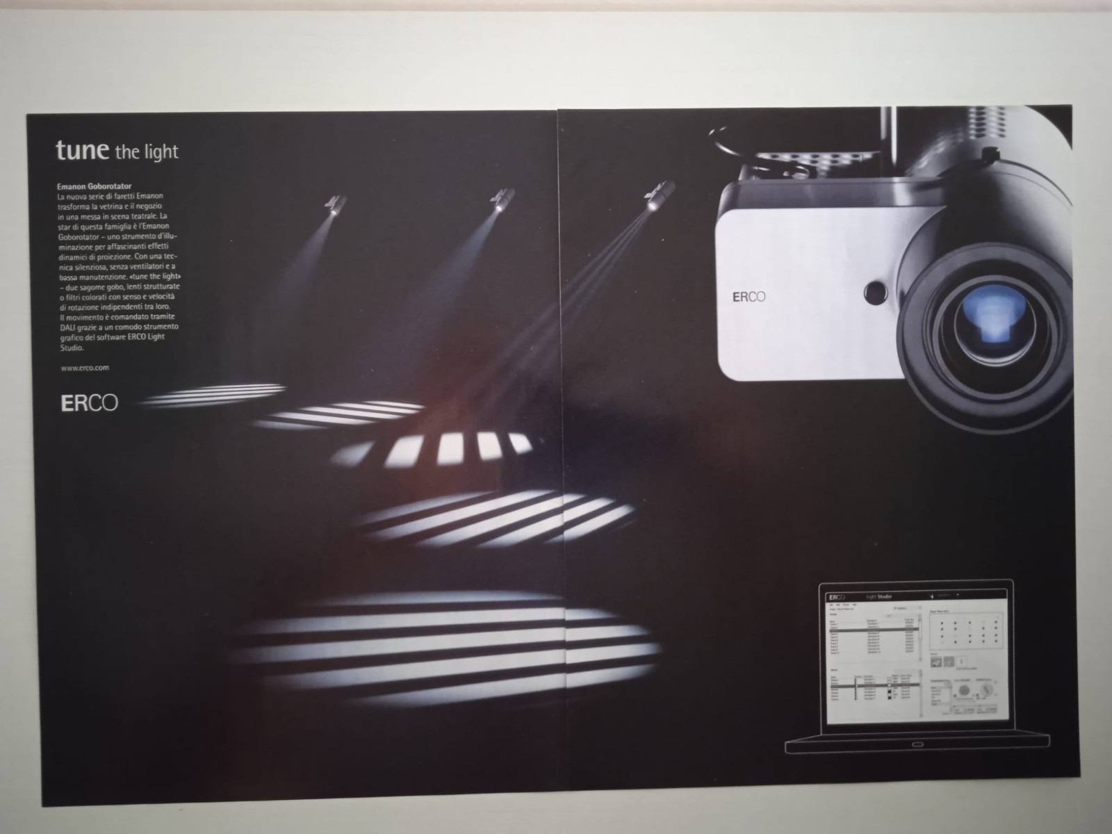 2008 Erco tune the ligt 2x Pagina Pubblicitaria Advertising Page Publicitaire