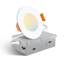 1 Pack 3 Inch 5CCT Ultra-Thin LED Recessed Ceiling Light with Junction Box, 2...