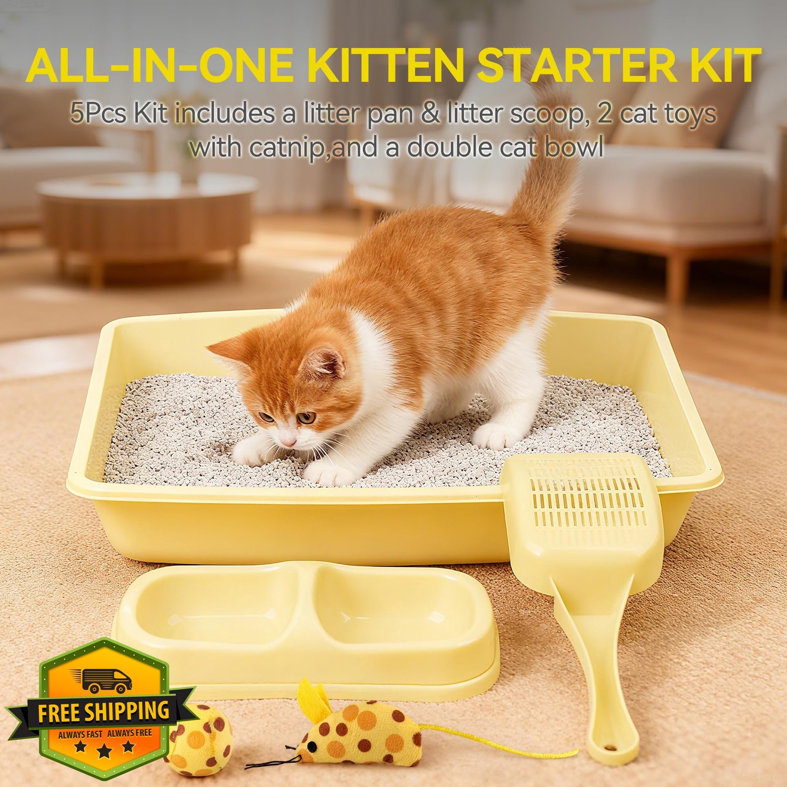 Kit Kitten Scoop Feeding Bowl Toy Starter Set
