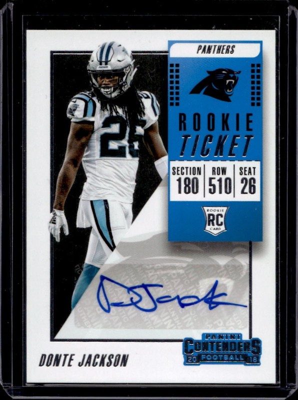 2018 Panini Contenders Donte Jackson RC Auto Ticket #261 Panthers Rookie