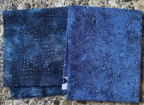 Lotto di 3 graziosi tessuti trapuntati batik - (5 iarde) punti blu - Foto 7 di 7