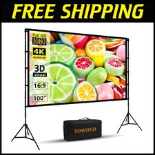 Portable 100-Inch Outdoor Projector Screen with Stand - 16:9 for Home Use