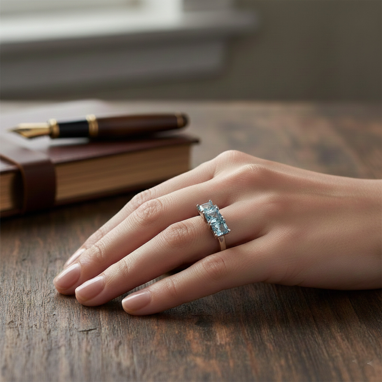 Bague Argent 925 Topazes Bleues Naturelles - Bijou Anti-Ternissement Femme