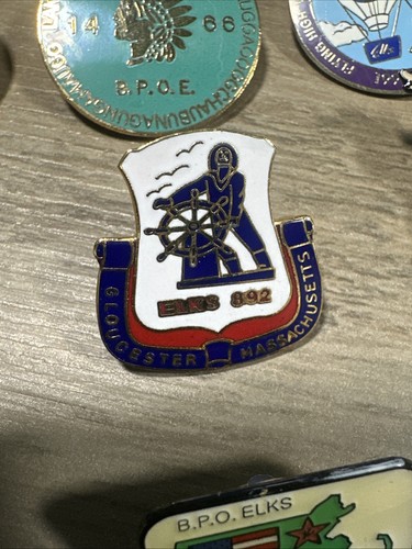 13 Vintage Elks Lodge Lapel Pins BPOE Massachusetts Towns! Natick Gloucester Etc - Picture 12 of 20