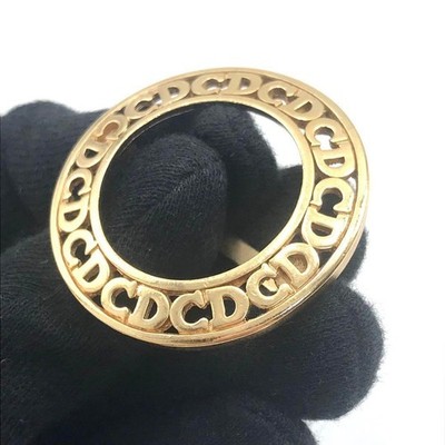 Christian Dior Gold Plated Round Scarf Ring CD Logo Vintage Women