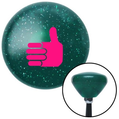 Pink Thumbs Up Green Retro Metal Flake Shift Knob w/ M16x1.5 Insert Shifter