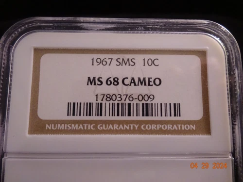 1967 SMS Roosevelt Clad Dime NGC MS68 Cameo