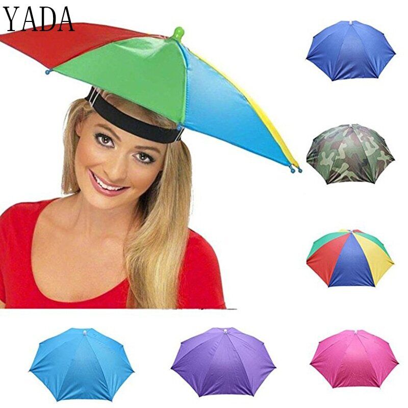 Outdoor Umbrella Hat Foldable Sun&Rainy Day Hands Free Rainbow Waterproof