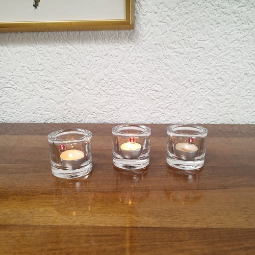 Set of 3 Iitala Marimekko Tealight Candle Holder Teelicht Kerzenhalter Klar - Bild 2 von 8