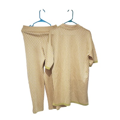 Zara Jacquard Knit Button Down Tunic Green Yellow Top and