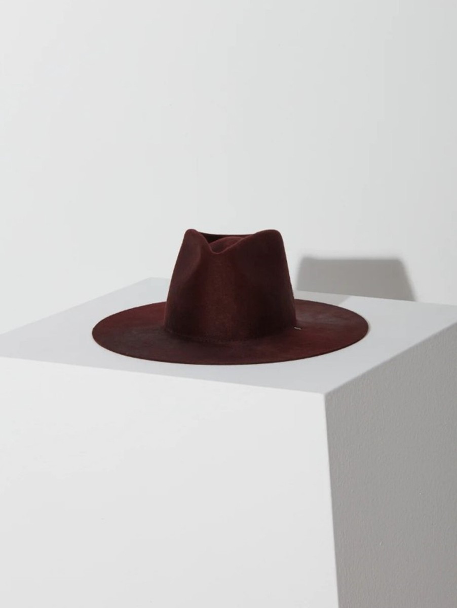 Janessa Leone Sabina Wool Hat Burgundy Size small Grommet Janessa Leoné Judith Fedora - Natural – Soleil Blue main image 3