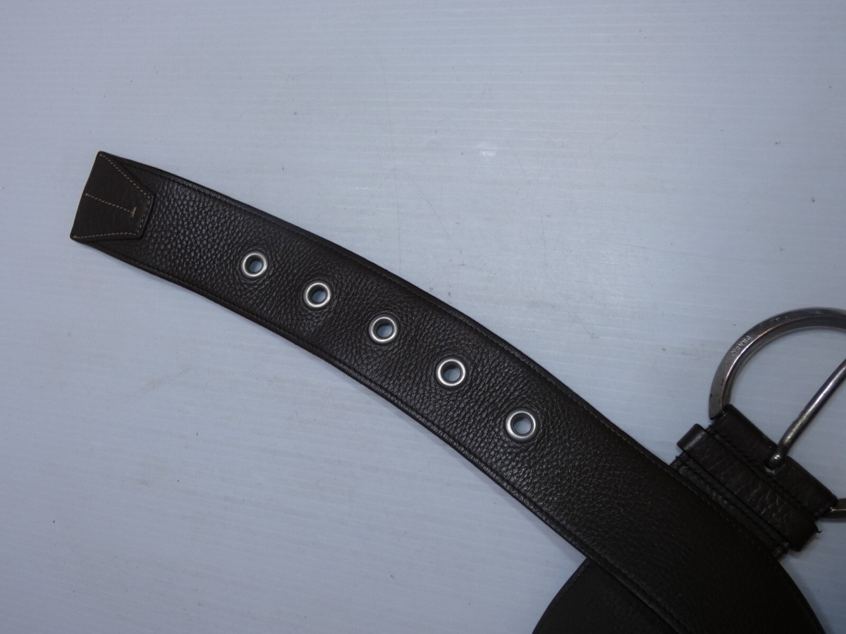 Prada Dark Brown Women's Belt, Silver Tone Round Buckle, 90/36 | eBay