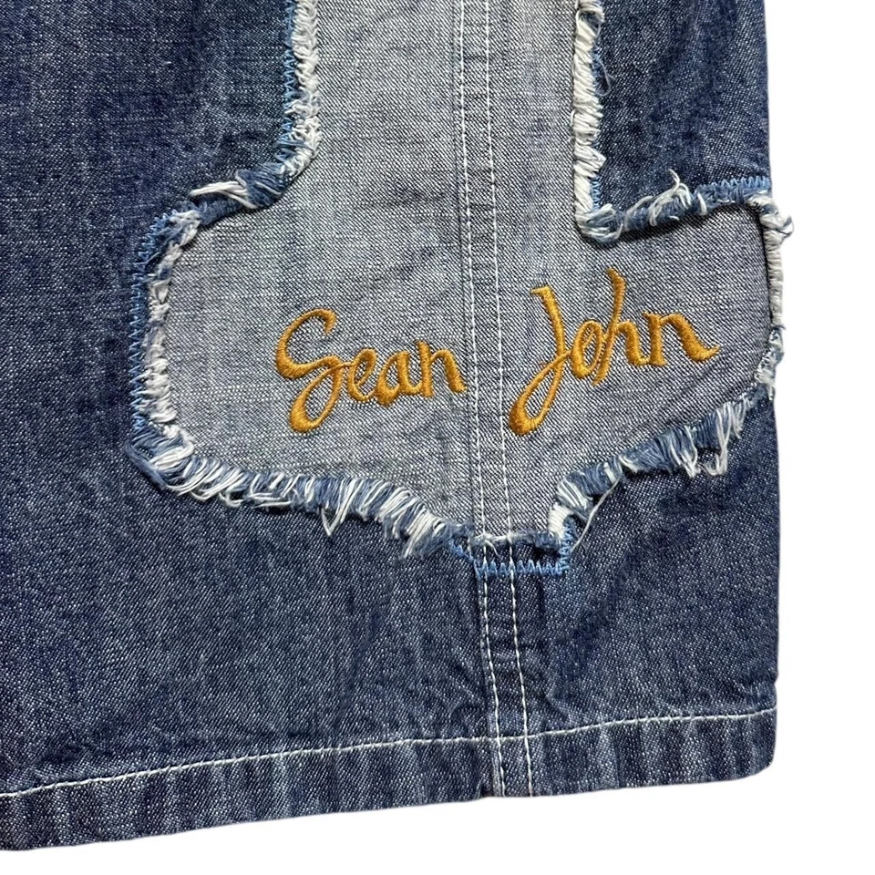 Shorts jeans vintage Sean John patchwork - Imagem 3 de 4