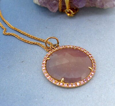 18K Rotgold Anhänger mit rosa Topas & rosa Achat 18K Rotgold Kette Halskette
