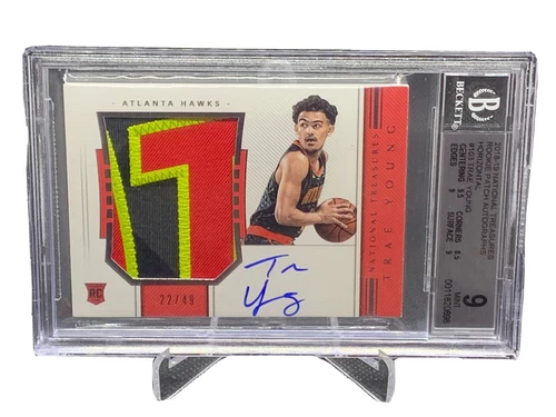 2018 Panini National Treasures Trae Young /49 Rookie Patch Auto BGS 9/10 🔥🔥🔥