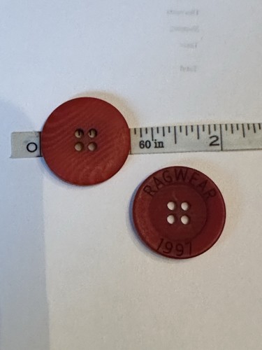 2 - 1” Ragwear Red Buttons Good For Almost Anything. Including Crafts & Dresses - Picture 3 of 5