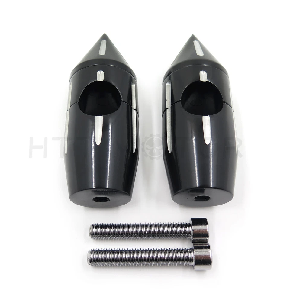 2.25" Black Spike Handlebar Risers For Harley Softail Dyna Sportster Custom 1'' - Image 3 of 4