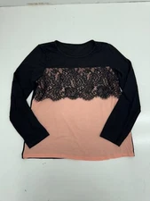 Shein Pink Black Long Sleeve Lace Shirt Womens Size Large