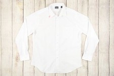 VAN HEUSEN WHITE XL 17 34/35 FITTED BUTTON FRONT SHIRT MENS DEEFCT