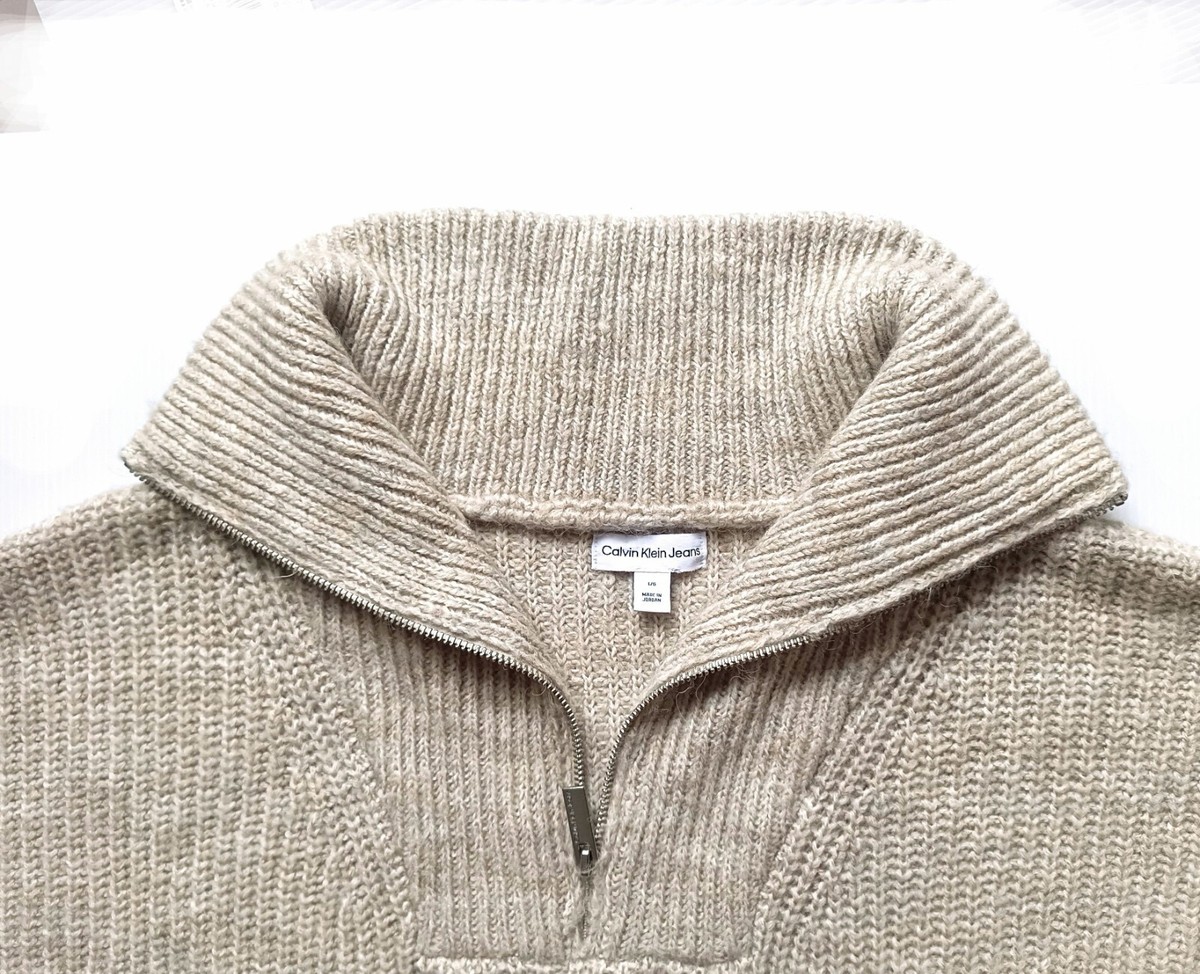 NKNIT ンニットvegan mouton half zip BIG キャメル MERINO WOOL HALF-ZIP JUMPER - BEIGE | COS