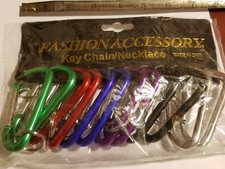 12 Pack of 3" Inch Colored Carabiners. Spring Clip Key Chain 75mm Aluminum 150lb